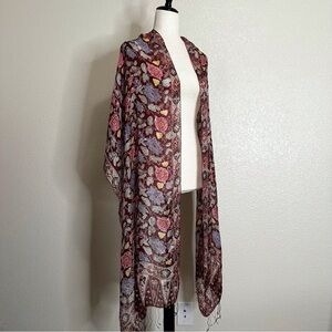 NWOT Novica 100% Silk Artisan Handmade Batik Lightweight Shawl Scarf